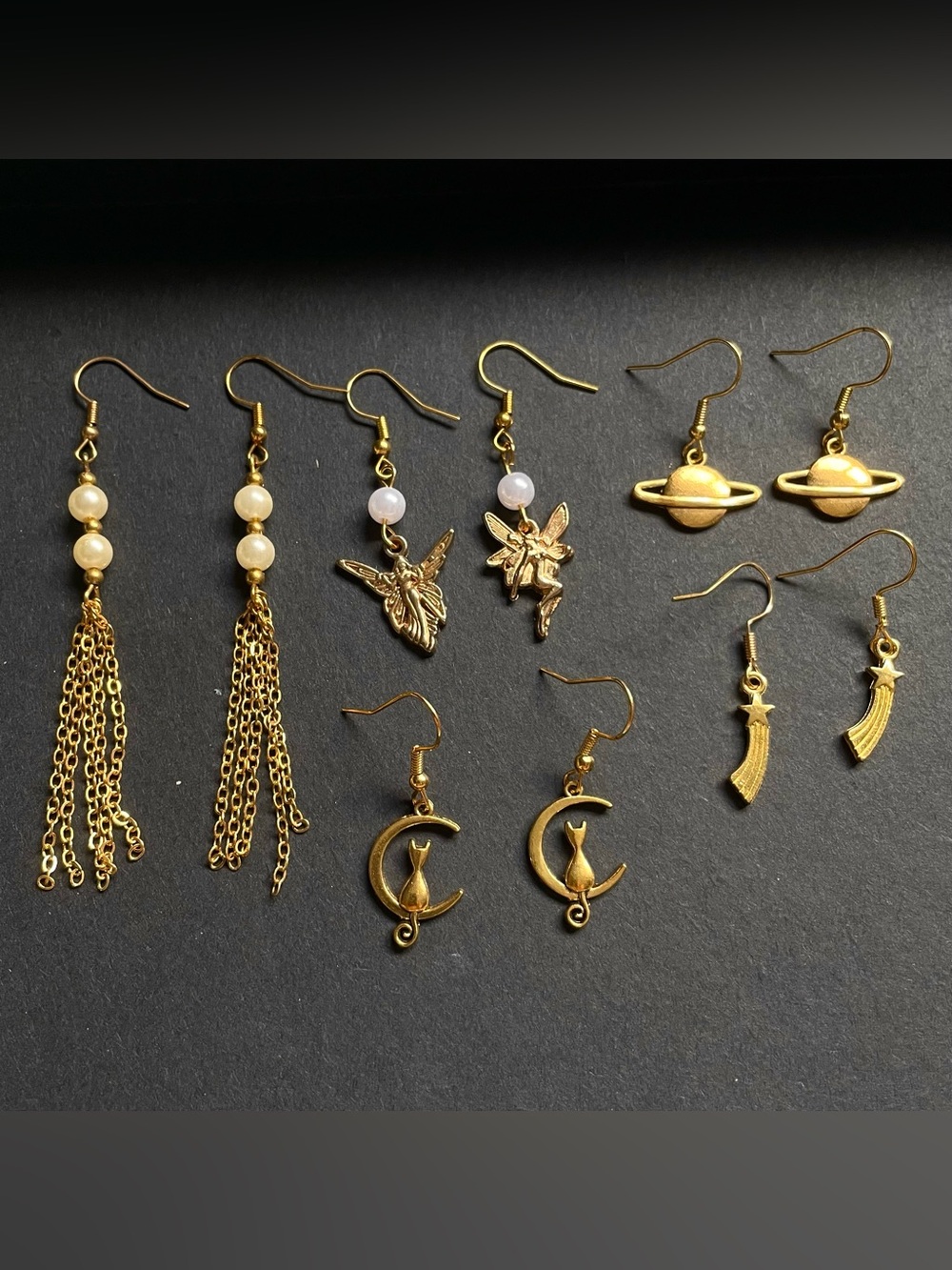 Gold Celestial Dangle Earrings Bundle